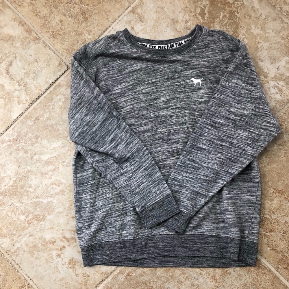 PINK Grey Crew Sweatshirt - Size Medium